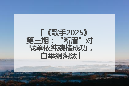 《歌手2025》第三期：“断眉”对战单依纯袭榜成功，白举纲淘汰