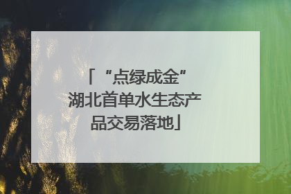 “点绿成金” 湖北首单水生态产品交易落地