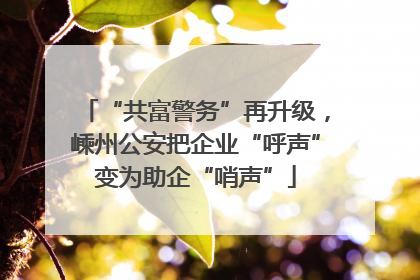 “共富警务”再升级，嵊州公安把企业“呼声”变为助企“哨声”