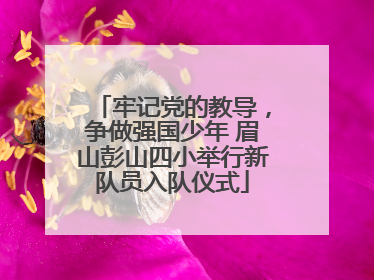 牢记党的教导，争做强国少年 眉山彭山四小举行新队员入队仪式