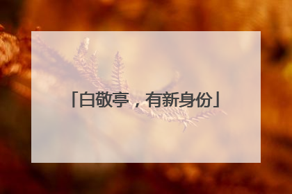 白敬亭，有新身份