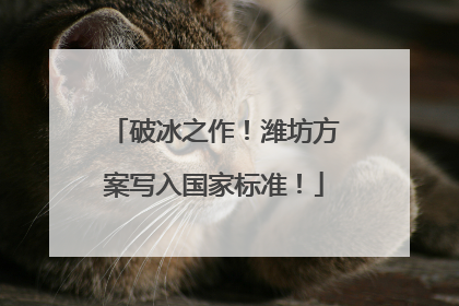 破冰之作！潍坊方案写入国家标准！
