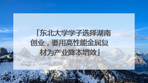 东北大学学子选择湖南创业，要用高性能金属复材为产业降本增效