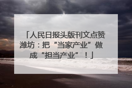 人民日报头版刊文点赞潍坊：把“当家产业”做成“担当产业”！
