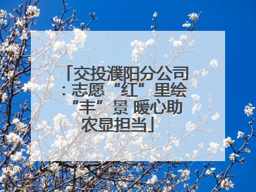 交投濮阳分公司：志愿“红”里绘“丰”景 暖心助农显担当