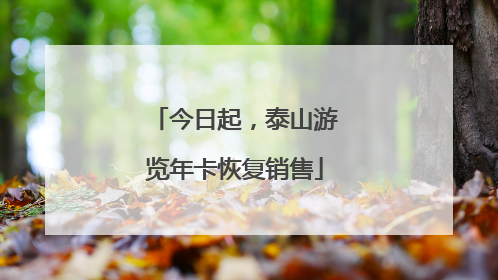 今日起，泰山游览年卡恢复销售