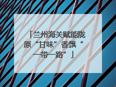 兰州海关赋能陇原“甘味”香飘“一带一路”