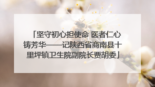 坚守初心担使命 医者仁心铸芳华——记陕西省商南县十里坪镇卫生院副院长贾胡委