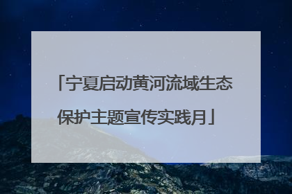 宁夏启动黄河流域生态保护主题宣传实践月