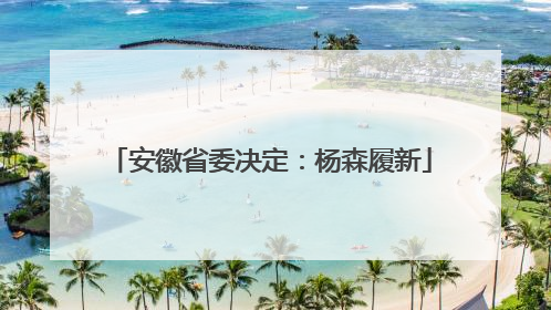 安徽省委决定：杨森履新
