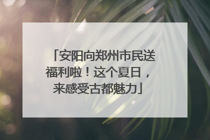安阳向郑州市民送福利啦！这个夏日，来感受古都魅力