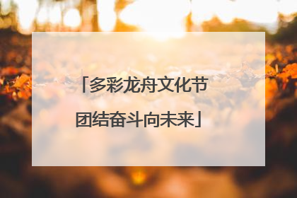多彩龙舟文化节 团结奋斗向未来