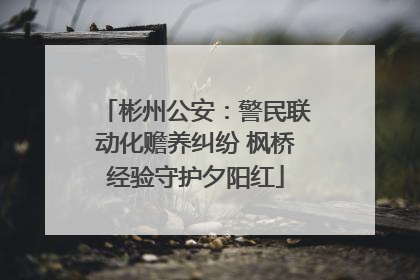 彬州公安：警民联动化赡养纠纷 枫桥经验守护夕阳红