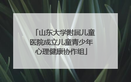 山东大学附属儿童医院成立儿童青少年心理健康协作组