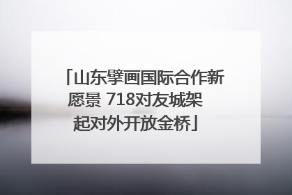 山东擘画国际合作新愿景 718对友城架起对外开放金桥