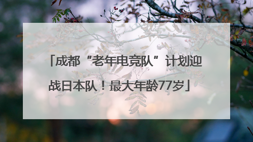 成都“老年电竞队”计划迎战日本队！最大年龄77岁