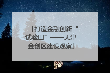打造金融创新“试验田”——天津金创区建设观察