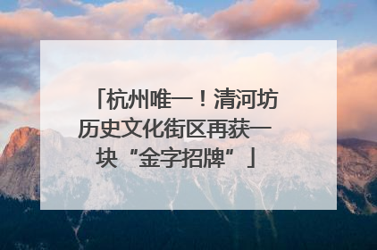 杭州唯一！清河坊历史文化街区再获一块“金字招牌”