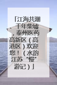 江海共潮、千年柴墟，泰州医药高新区（高港区）欢迎您！（水韵江苏“慢”游记）