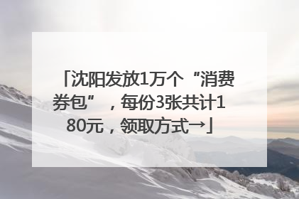 沈阳发放1万个“消费券包”，每份3张共计180元，领取方式→
