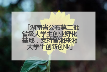 湖南省公布第二批省级大学生创业孵化基地，支持留湘来湘大学生创新创业