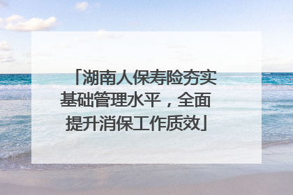 湖南人保寿险夯实基础管理水平，全面提升消保工作质效