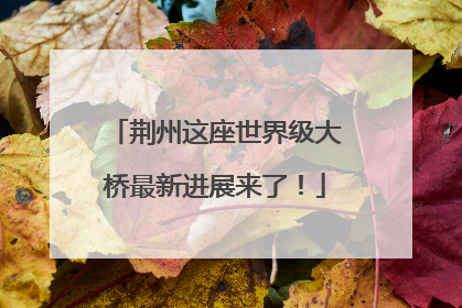 荆州这座世界级大桥最新进展来了！