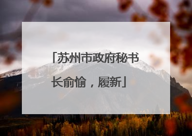 苏州市政府秘书长俞愉，履新