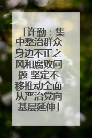 许勤：集中整治群众身边不正之风和腐败问题 坚定不移推动全面从严治党向基层延伸