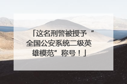 这名刑警被授予“全国公安系统二级英雄模范”称号！