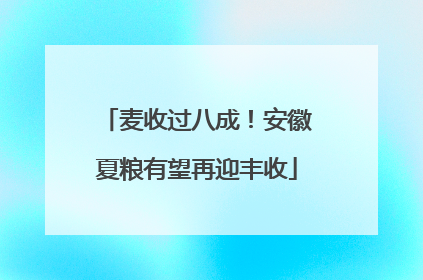 麦收过八成！安徽夏粮有望再迎丰收