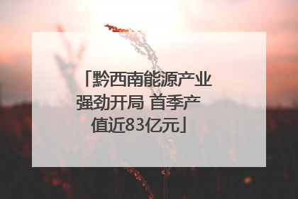 黔西南能源产业强劲开局 首季产值近83亿元