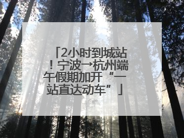 2小时到城站！宁波→杭州端午假期加开“一站直达动车”