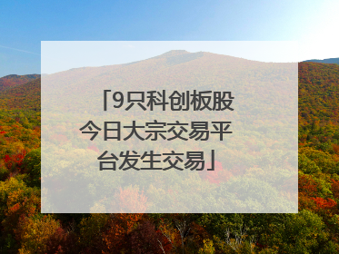9只科创板股今日大宗交易平台发生交易